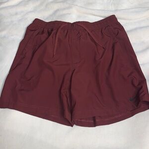 Nike dri fit burgundy drawstring elastic waist shorts large